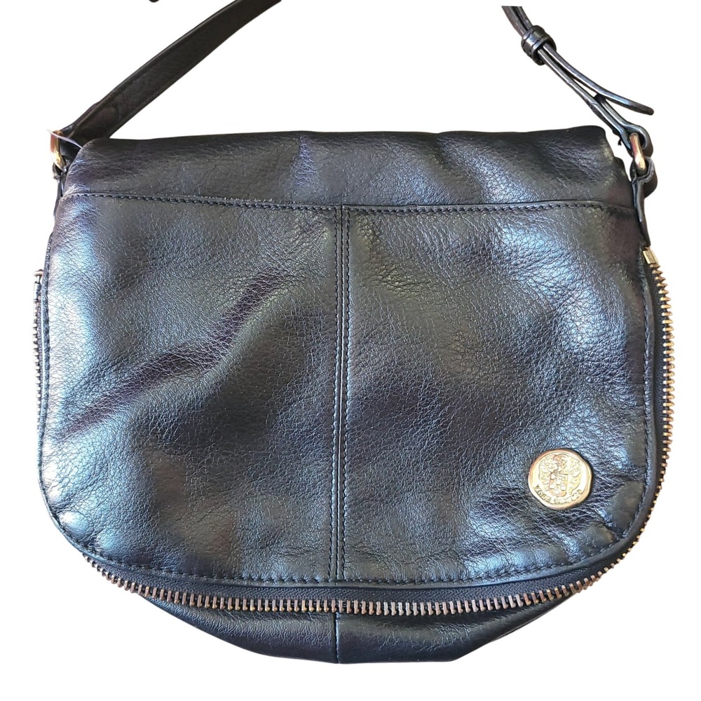 Vince Camuto‎ Crossbody Bag Leather Flap Zipper Accent Small Vintage Purse 90s